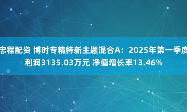 忠程配资 博时专精特新主题混合A：2025年第一季度利润3135.03万元 净值增长率13.46%
